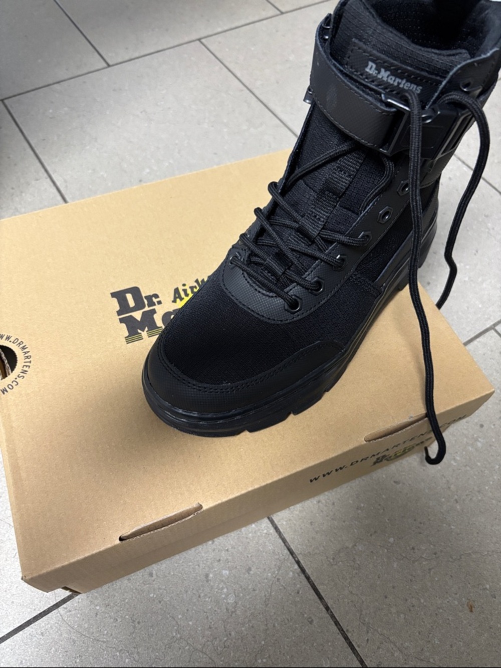 NWT Dr. Martens Unisex Black Tactical Combat Boot with Ankle Buckle